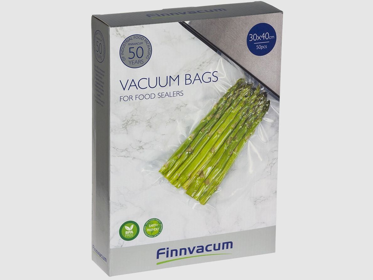 Sacchetti per aspirapolvere Finnvacum 30x40 cm, confezione da 50, rigati