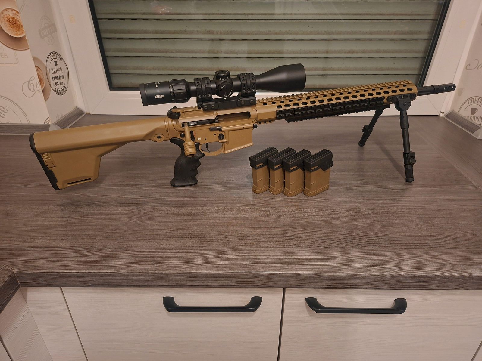 Schmeisser SP15 LMR, straight pull repeater, AR15 on yellow firearms ownership certificate, as new, RAL8000