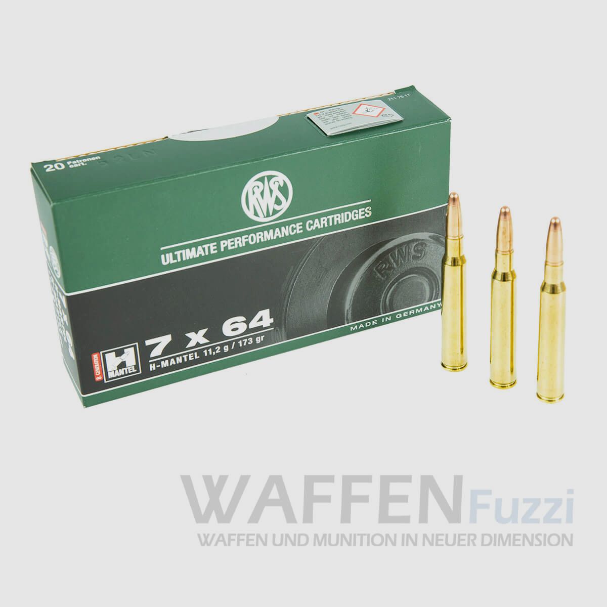 RWS caliber 7x64 HMK rifle cartridges 173grs