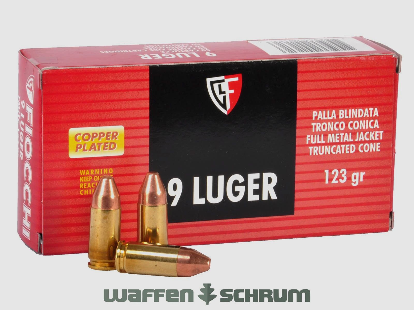 Fiocchi 9mmLuger Vollmantel 8,0g -123gr.