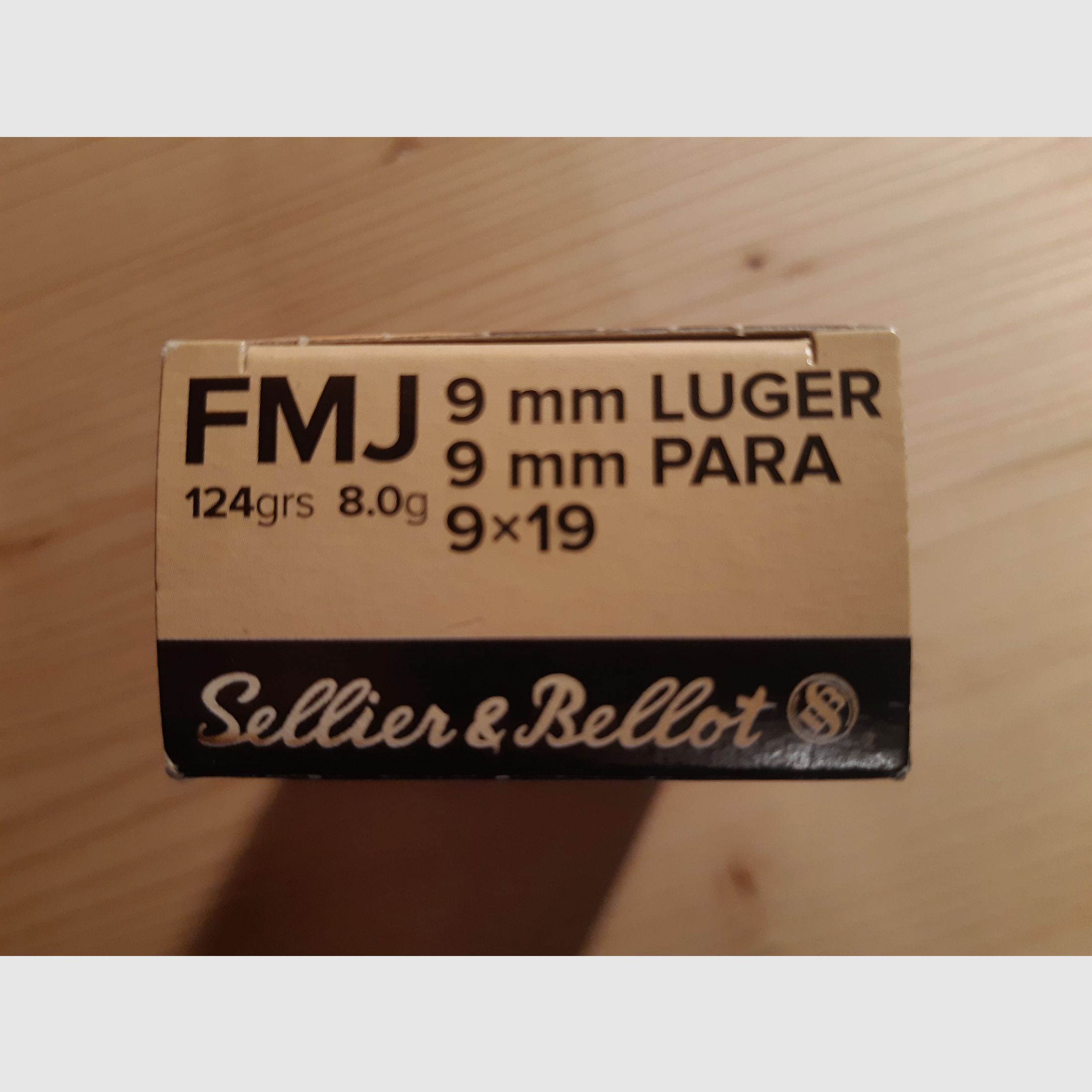 Sellier&Bellot 9mm FMJ 124grs, 8,0g, 1.000 Schuss