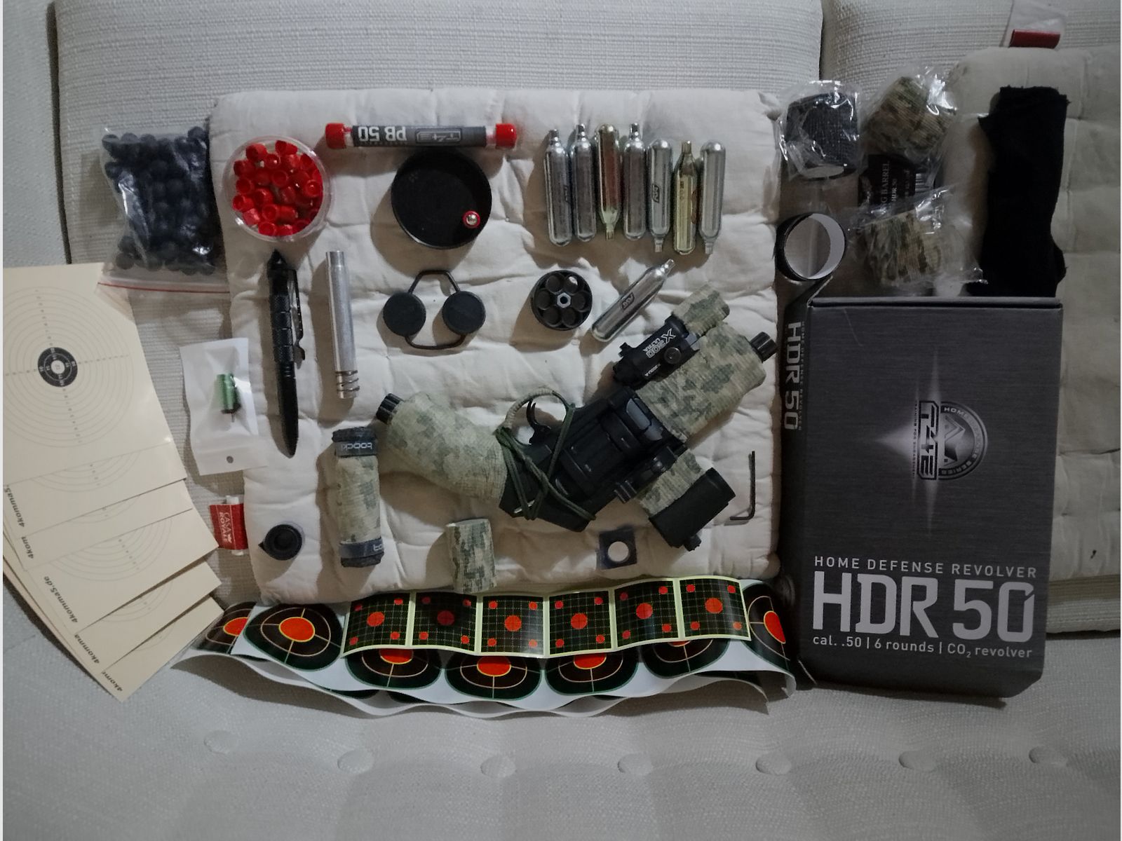 T4e HDR50 Tuning canna rosso verde punto di mira pallini in acciaio gomma RAM Paintball marker Cal .50 set lampada capsule CO2