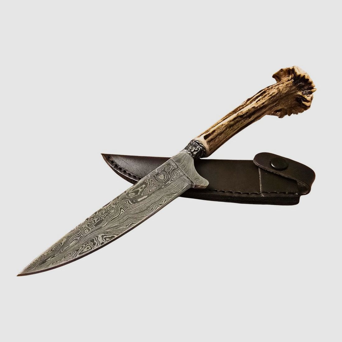SODIA Couteau Pliant Lame en Damas Couronne de Cerf, image 1 sur 2