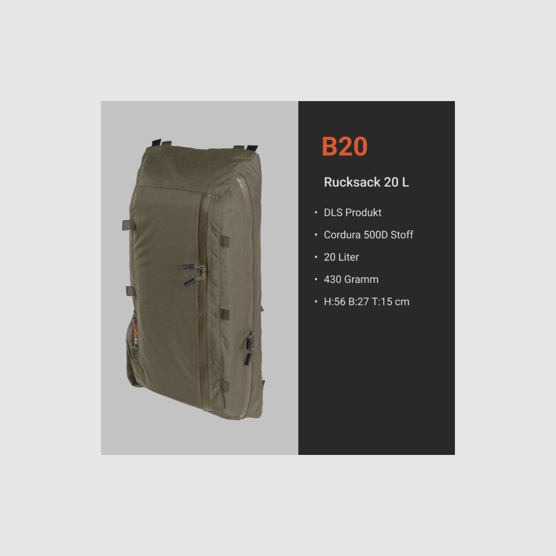 Vorn Rucksack B20 fog green 20l, Bild 1 von 8