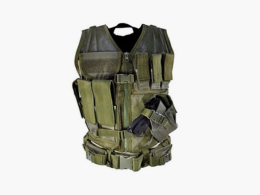 Gilet tactique avec holster et pochettes (kaki)