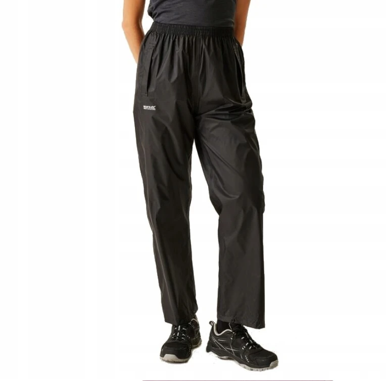 Women's trousers Regatta Pack It Overtrousers, black, waterproof, ultralight