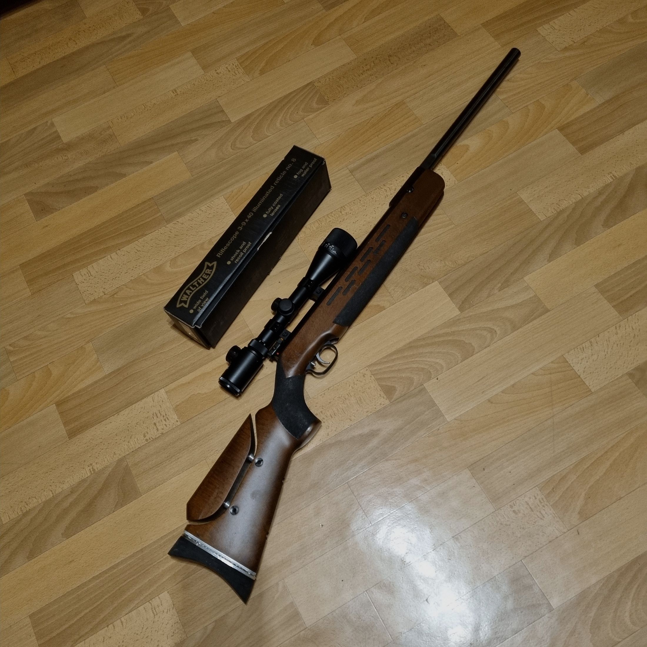 Weihrauch HW 98 Field Target Spezialschaft Laufmantel Laufgewinde Kaliber 4,5 mm mit ZF Walther3-9x40