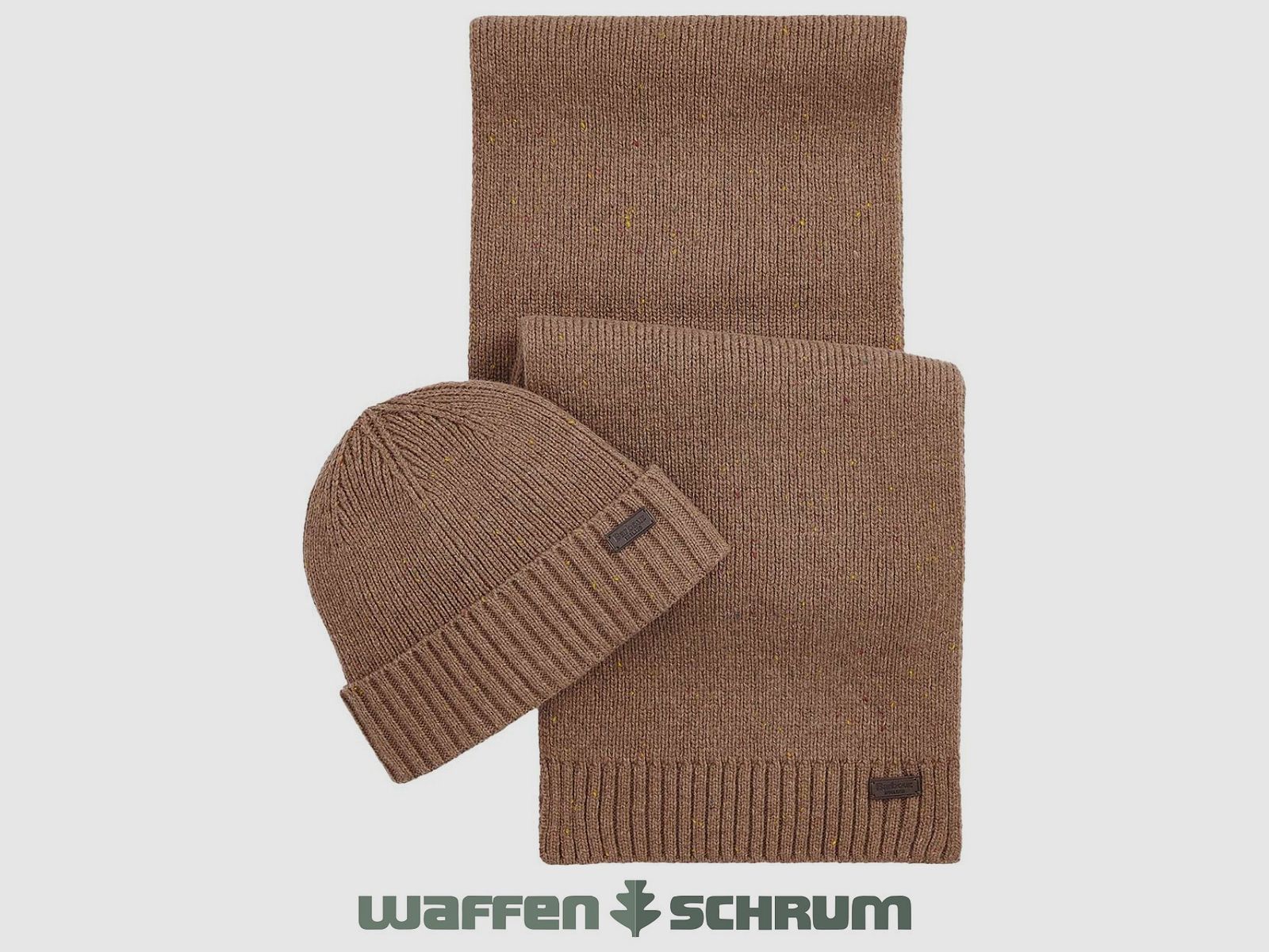 Barbour Set Carlton Fleck Beanie & Scarf Sandstone