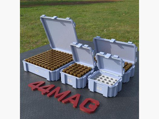 Filamelt Munitionsbox / Ammo Box .44 Magnum – Patronenbox ‘Klappdeckel’ – 20 / 25 / 50 / 100 Runden