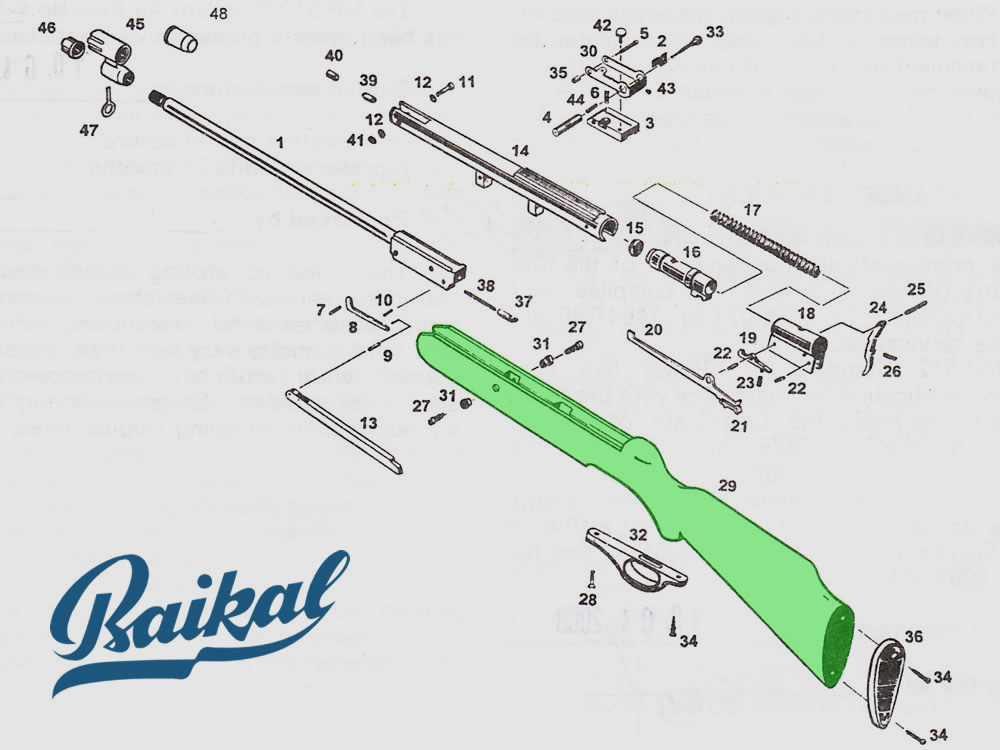 Kunststoffschaft fĂĽr Luftgewehr Baikal IJ 512