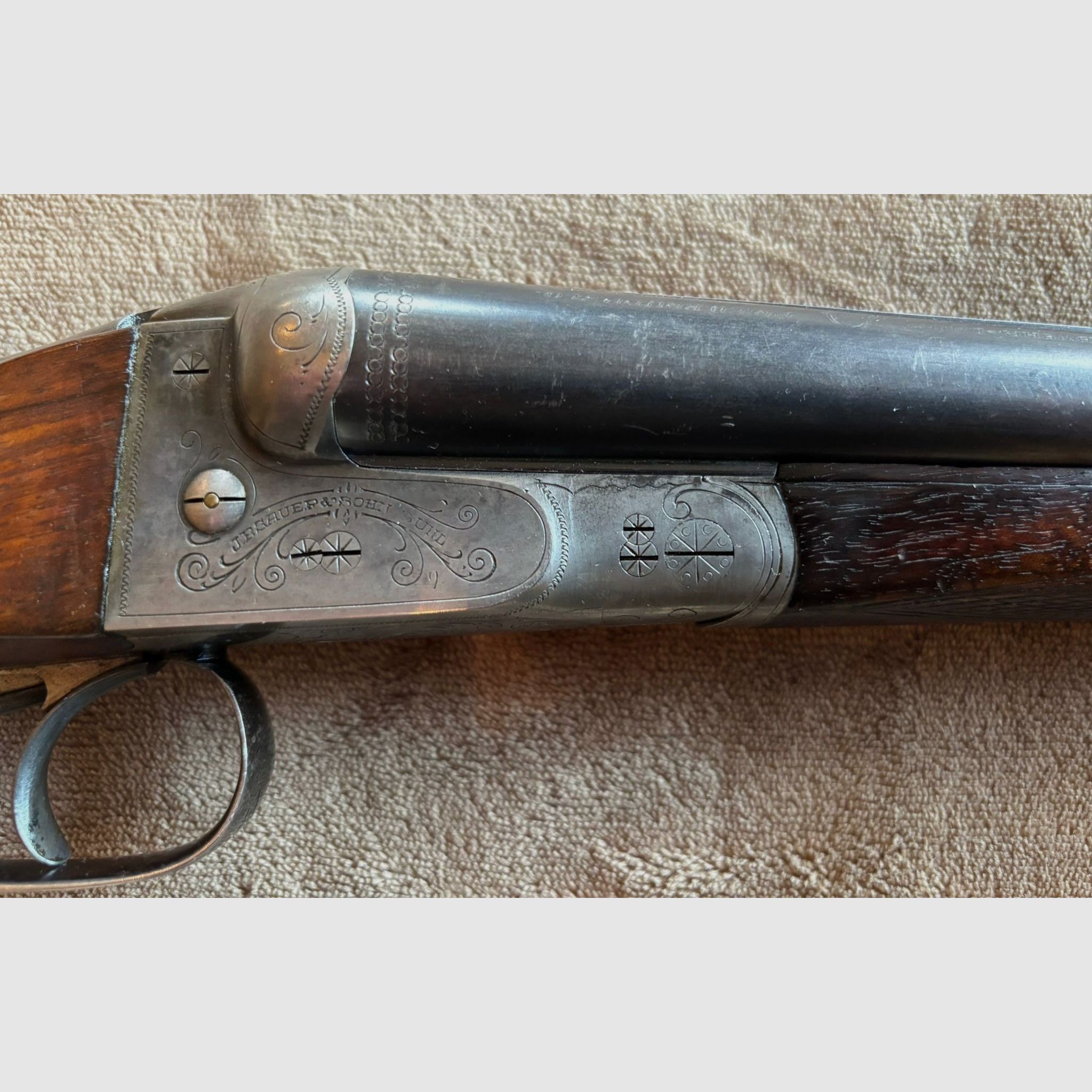 Doppelflinte Sauer&Sohn Suhl Kal. 16/70 mit schönen Ledergewehrriemen 