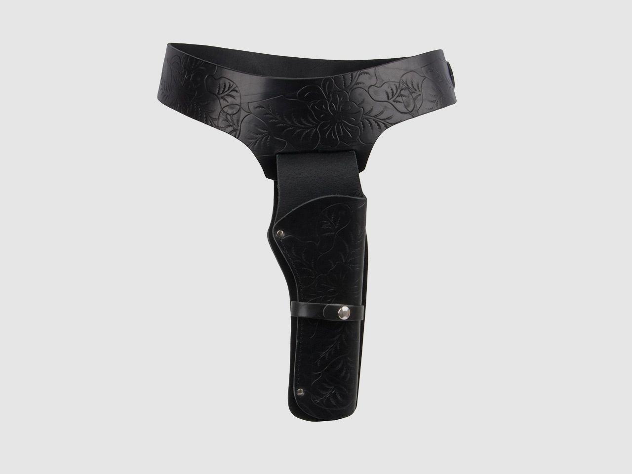 Western Revolvergurt rechts mit Verzierungen LĂ¤nge 120 cm schwarz mit 1 Holster