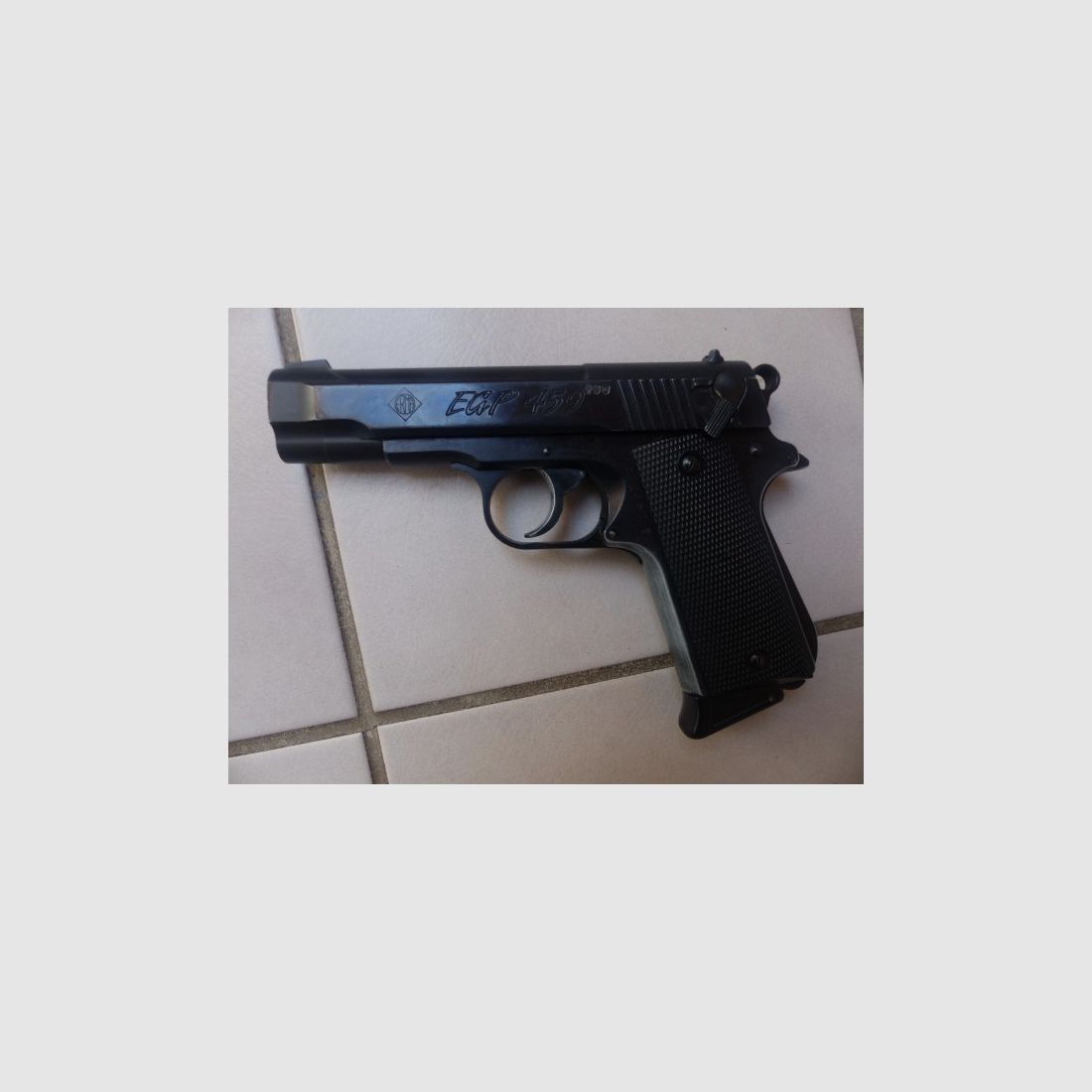 ERMA EGP 459 ähnlich Colt Officer’s ACP (1911 Kompakt) Cal. 9mm PAK mit Ovp, Anleitung, Abschussbecher & Bürste sagenhafter Zustand aus Sammlung