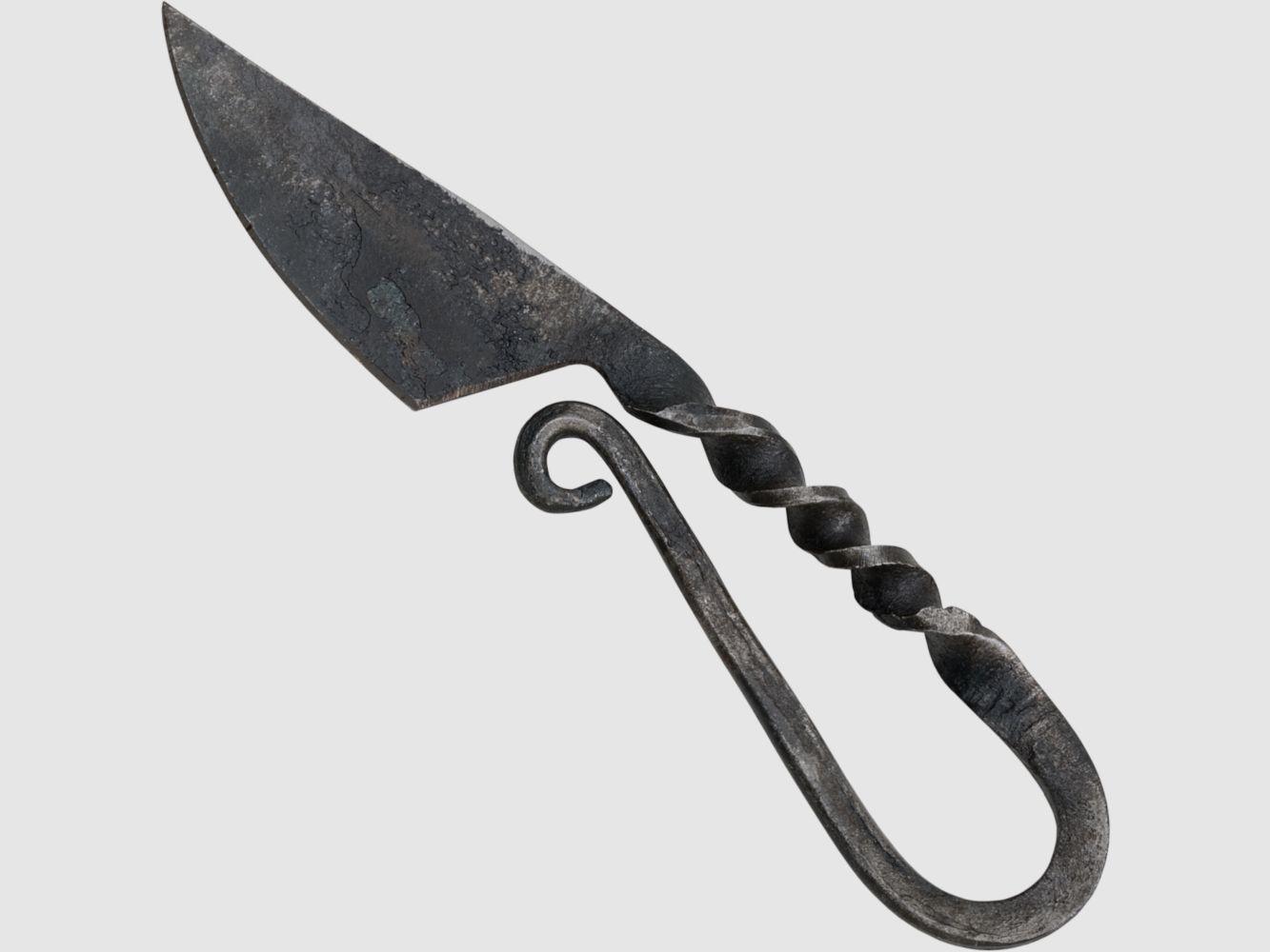 Mittelalter Messer geschmiedet tordiert mit Lederscheide