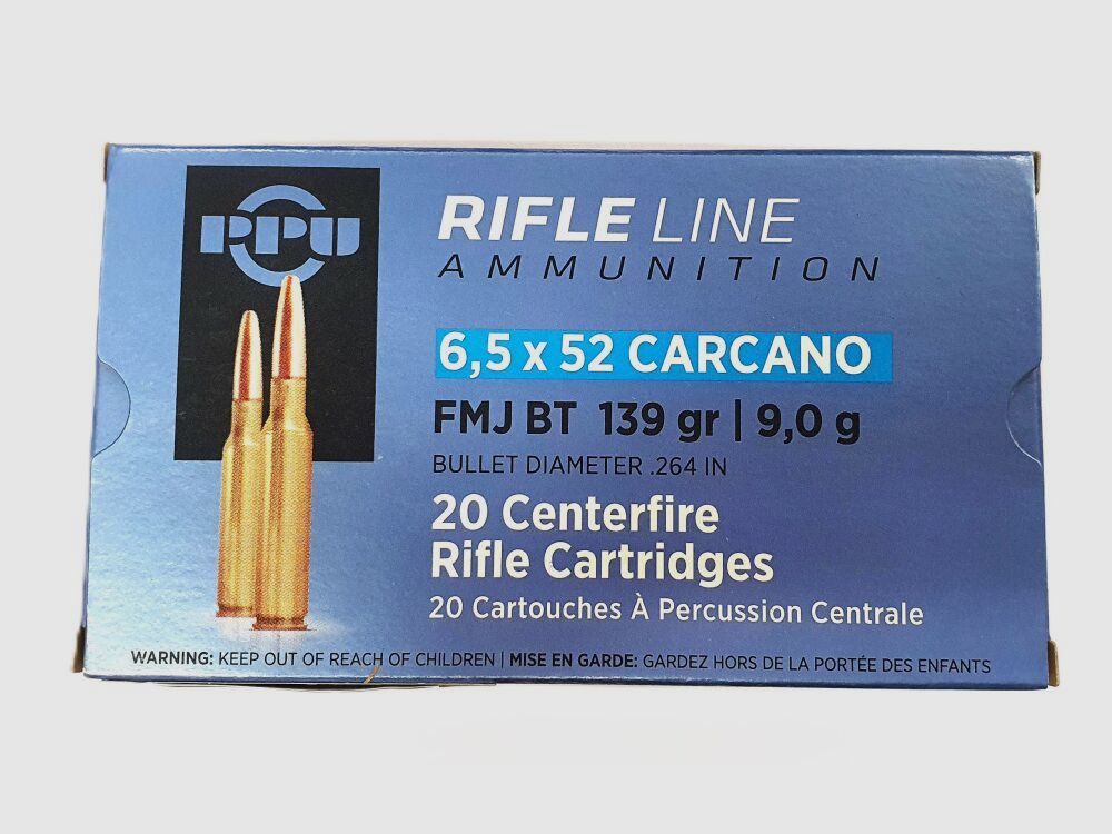 PPU Prvi Partizan 6.5x52 Carcano full metal jacket boattail 9g / 139grs
