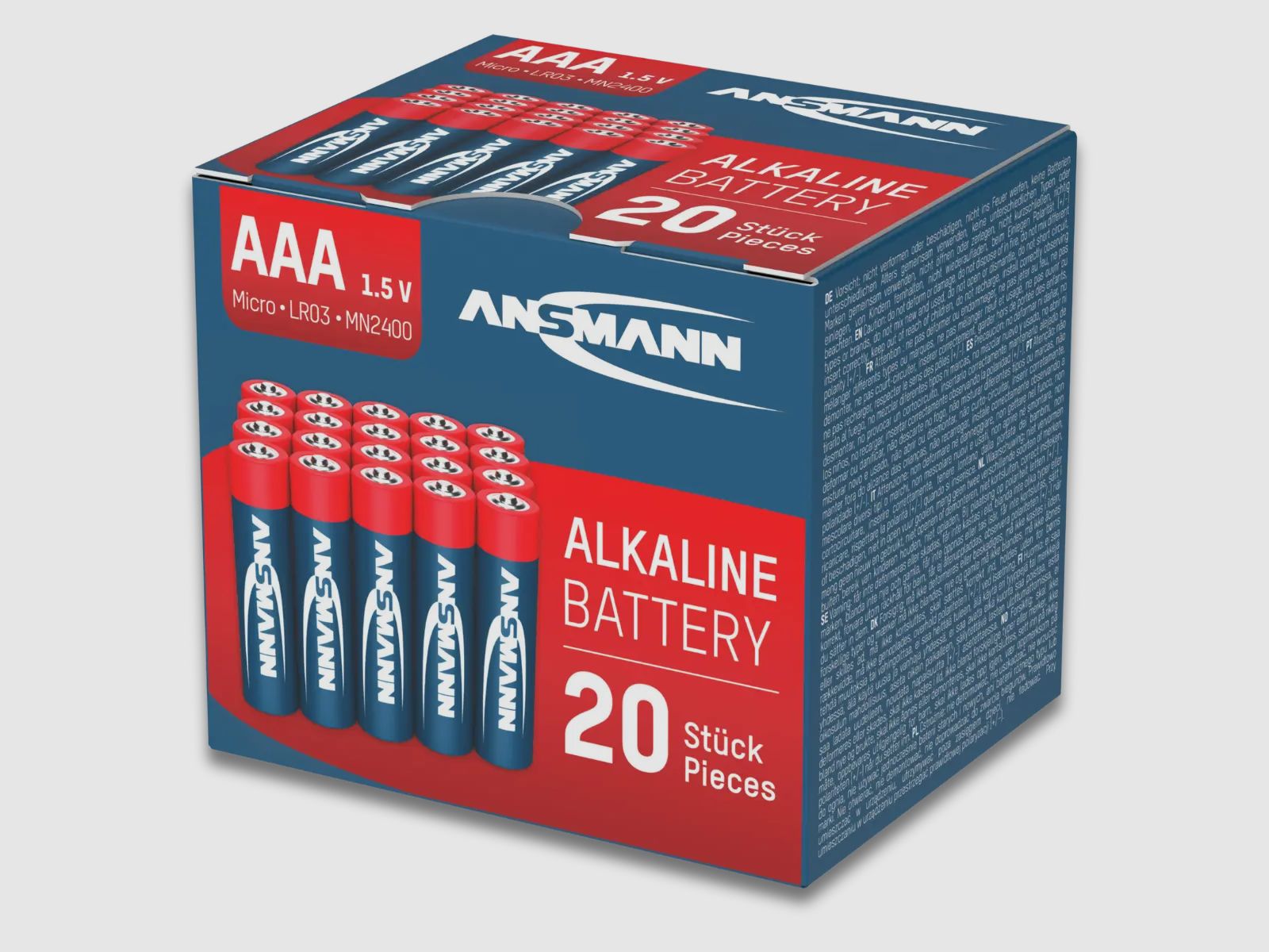 Caja de 20 pilas alcalinas AAA Mignon Ansmann