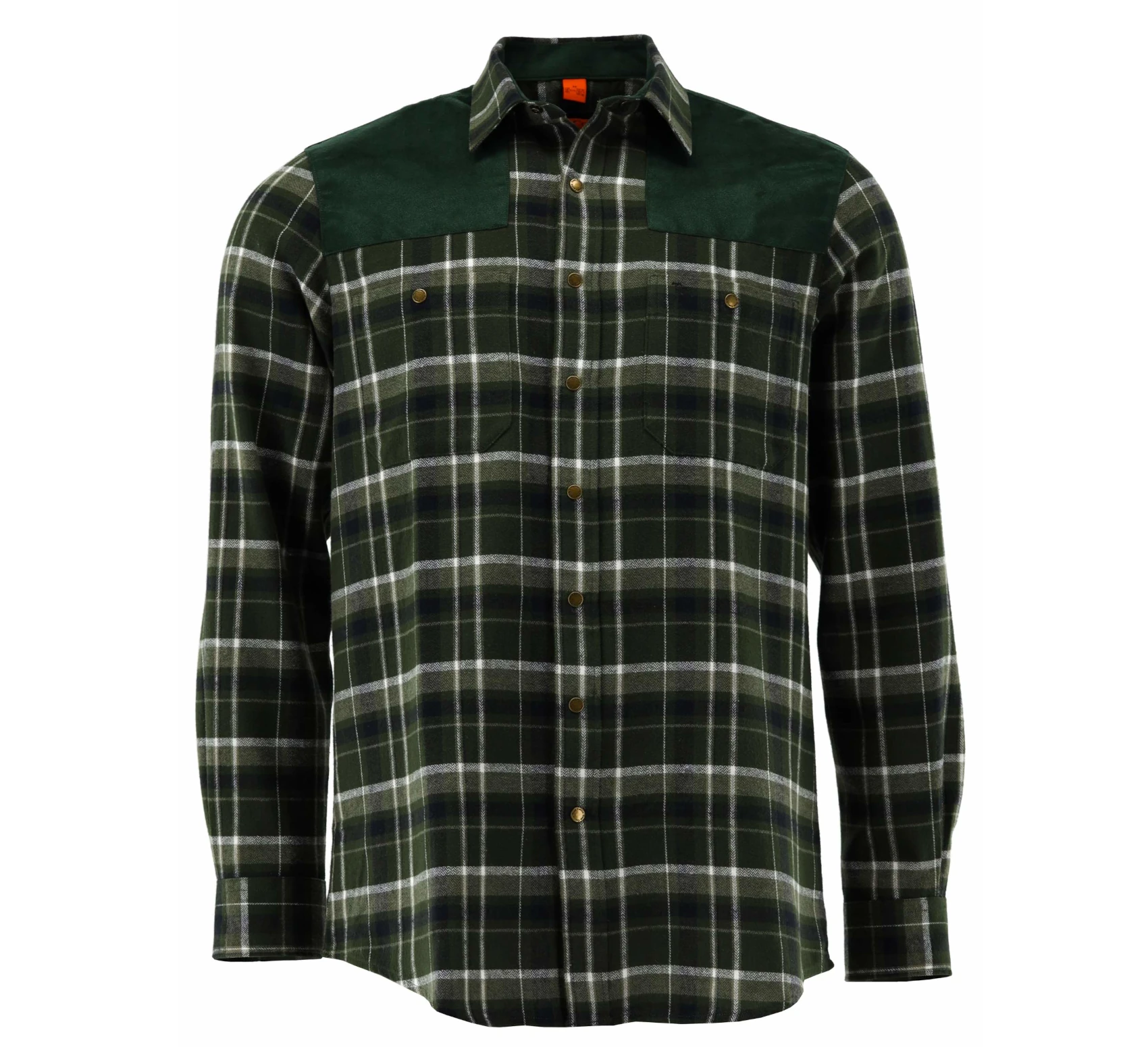 Camicia di flanella con pattine Tom Collins 410000-4220 – Verde oliva, immagine 1 di 4