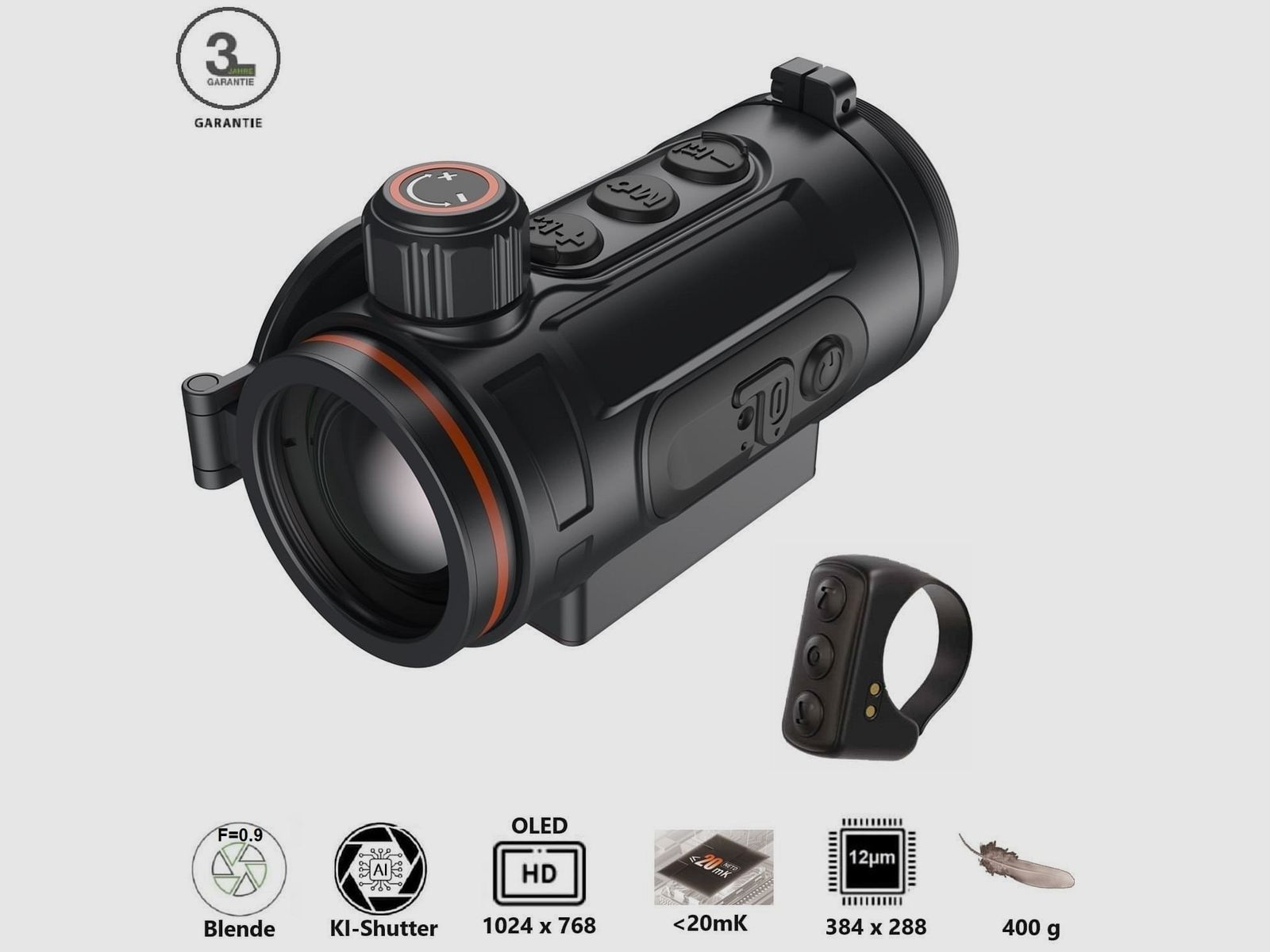 Thermtec Hunt 335 Wärmebildvorsatzgerät 384 x 288 Pixel ≤ 20 mK NETD