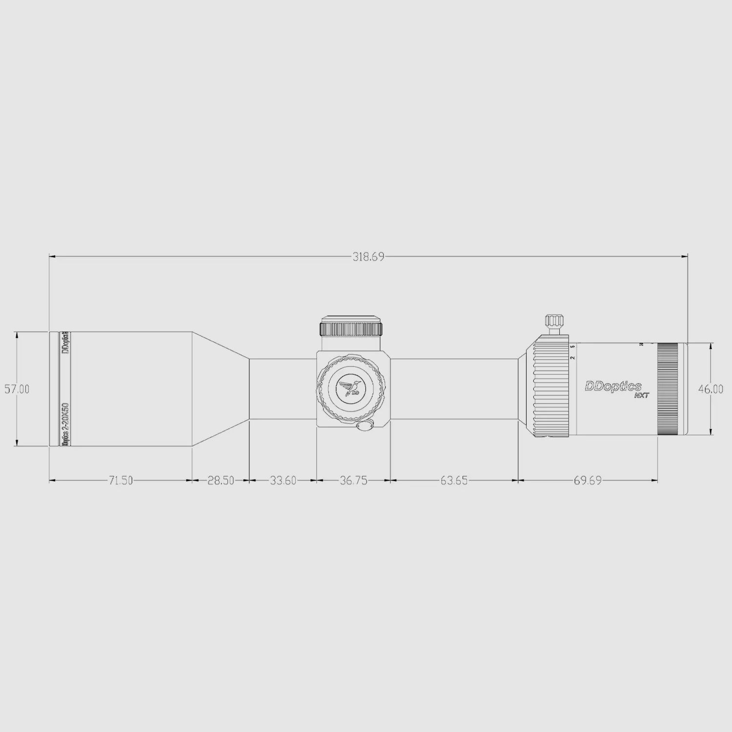 DDoptics 442000301 Zielfernrohr V10 2-20x50 NXT MRAD A4N Manual Fiber