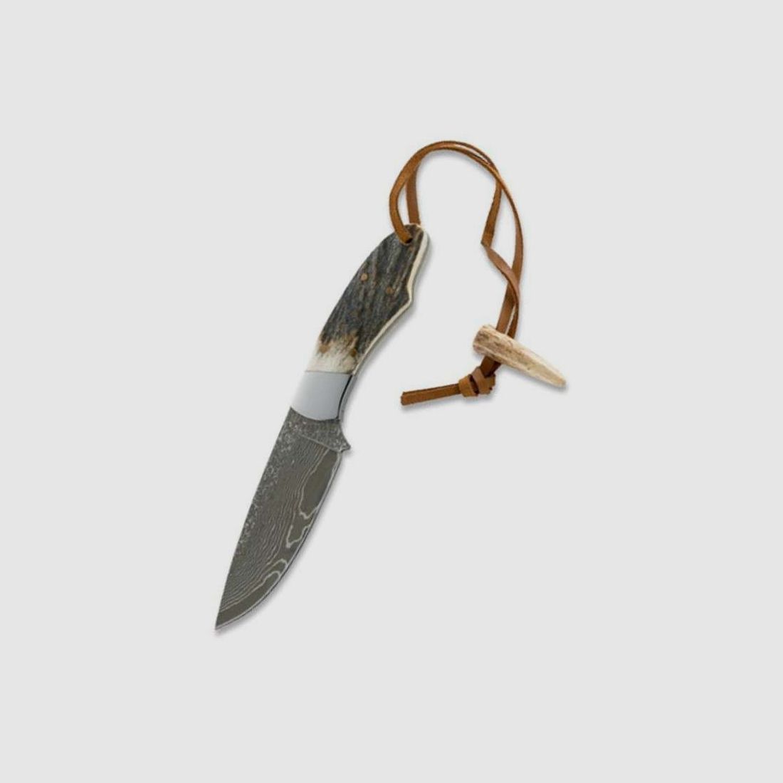 Il Comfort della Mano, Coltello da Cintura in Damasco con Corno di Cervo 71 Strati, immagine 2 di 14