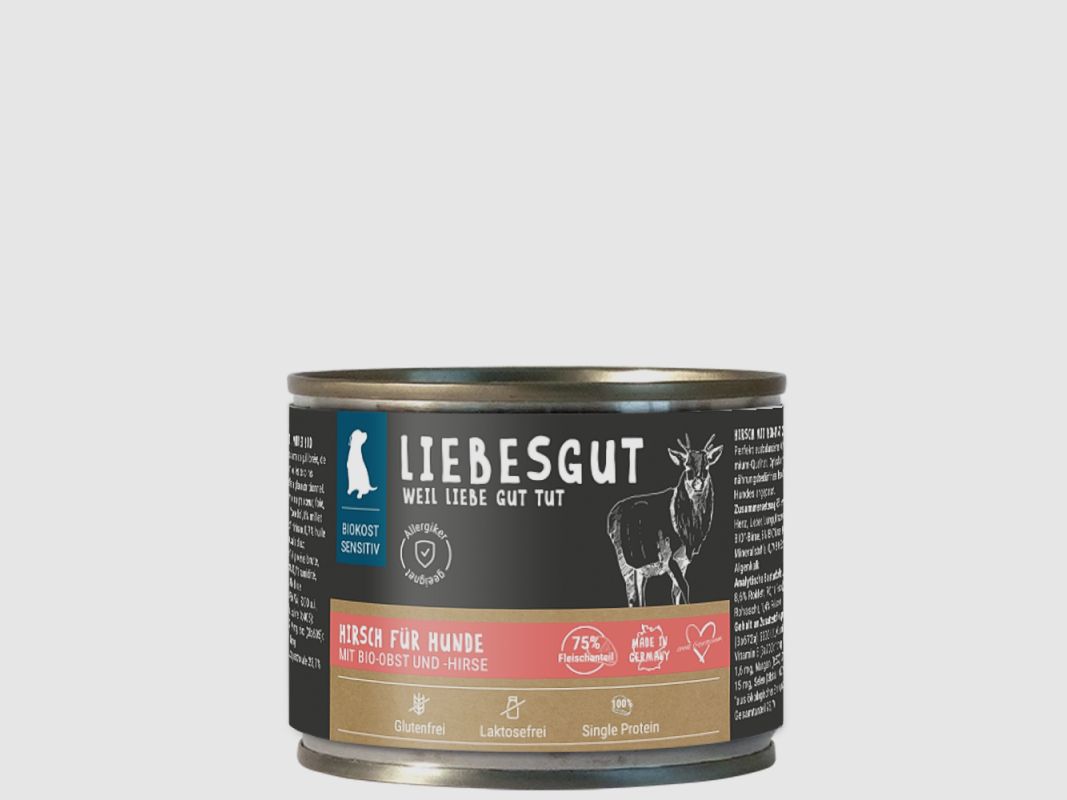 Liebesgut Hundenassfutter Hirsch mit Bio-Obst und Bio-Hirse