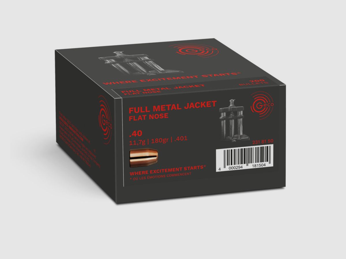GECO OGIVE .40S&W (.401) 180gr FMJ tête plate (x200), image 1 sur 2
