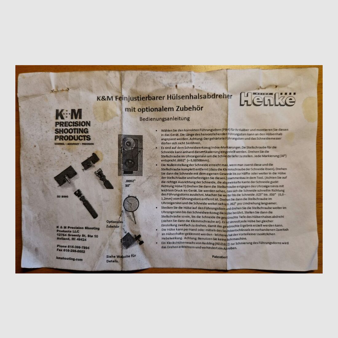 K+M Precision Shooting Products Torno de Cuello de Casquillo Ajustable de Precisión