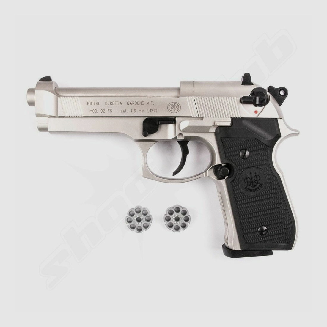 Beretta	 M 92 FS CO2 Pistole nickel 4,5 mm Zielscheiben Set