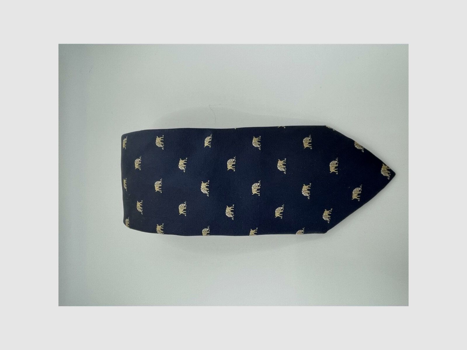 Robert Keyte Krawatte 100% Seide dunkelblau Motiv beige Wildschwein