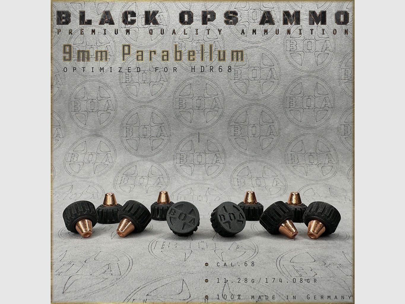 10x + 2 9mm Parabellum BLACK OPS AMMO HDR 68 TR cal.68 Munition T4E Umarex HDR68 TR68