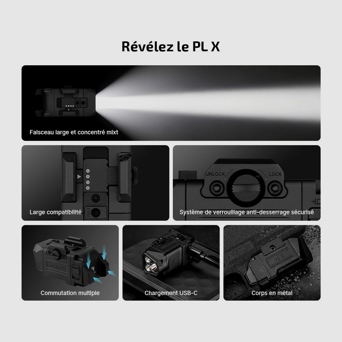 Olight PL X | Rechargeable USB-C Tactical Light 1200 Lumens with Dual Beam, image 2 of 8
