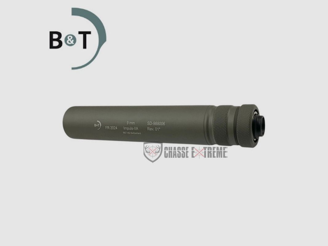 Schalldämpfer B&T Impuls-IIA 1/2x28 Kal 9x19 für Glock Grün Od
