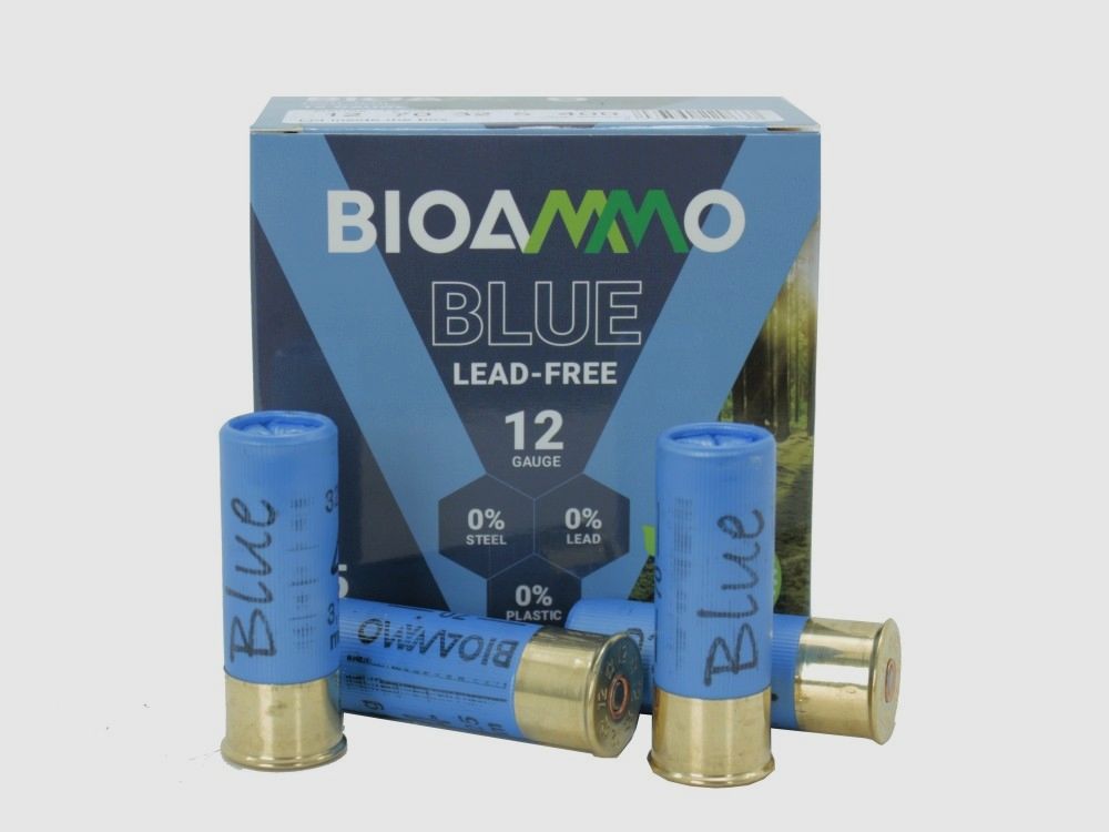 Cartucho de perdigones BIOAMMO Blue cal. 12/70 – 3,00 mm, n.º 5 (PL 4) – 32 g (1 paquete de 25 unidades), imagen 1 de 5
