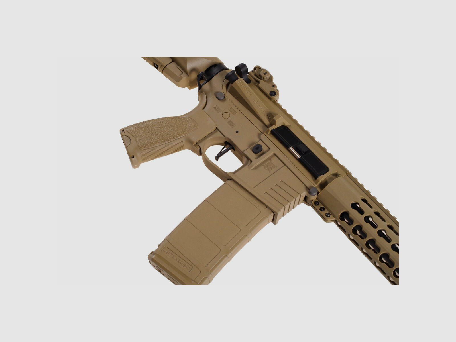 AR15 KeyMod 10 Zoll CHARLIE TAN S-AEG Softair Gewehr Frei ab 18 Jahren | Delta Armory