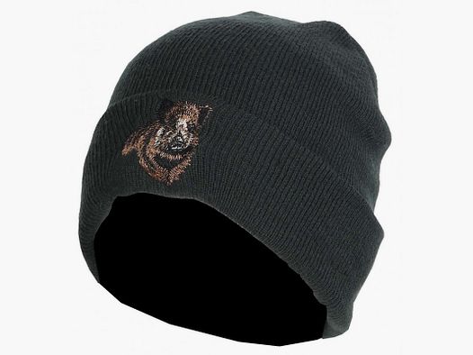 Somlys Thinsulate-Mütze mit Wildschwein-Stickerei, grün