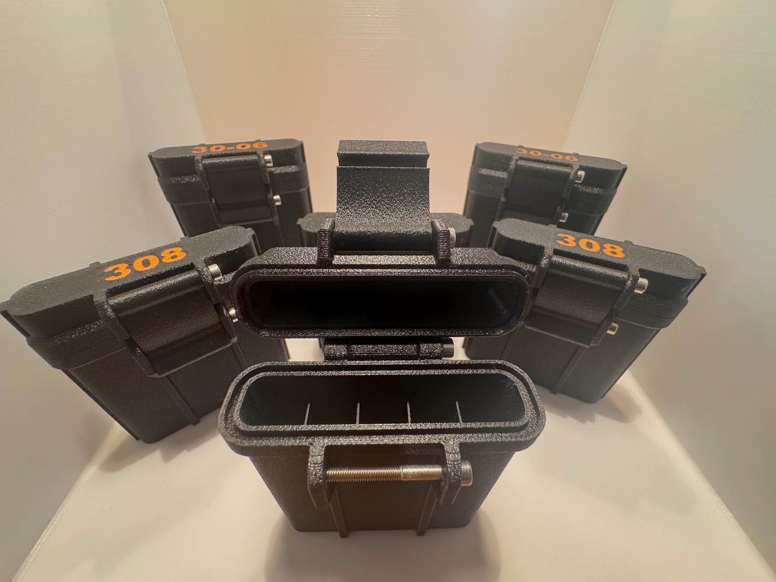 3D-printed ammunition boxes made of ABS-GF – suitable for .308 & .30-06 (5 rounds)