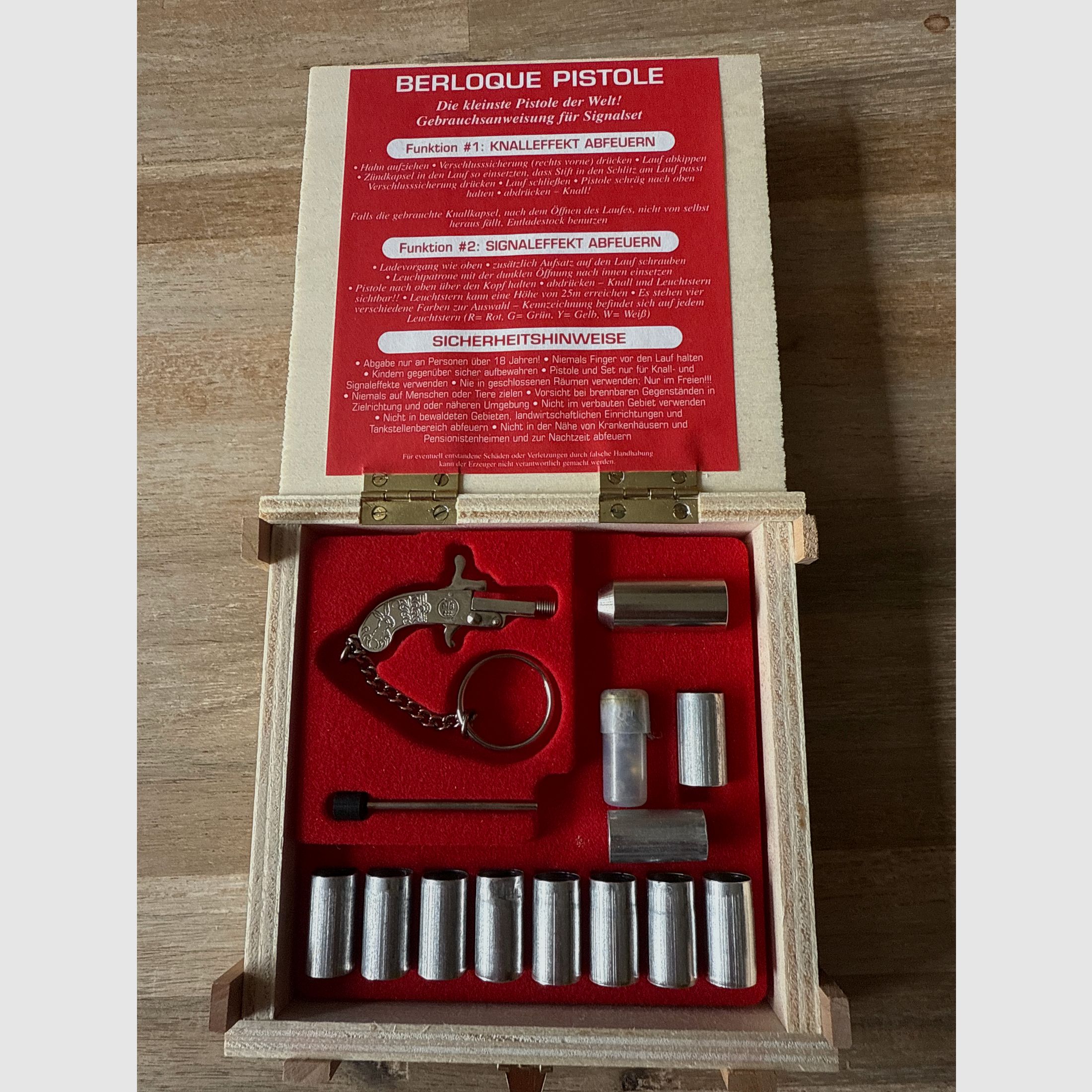 Berloque 2mm Pinnfire Schlüsselanhänger Signalmunition Knallpatronen Geschenkebox