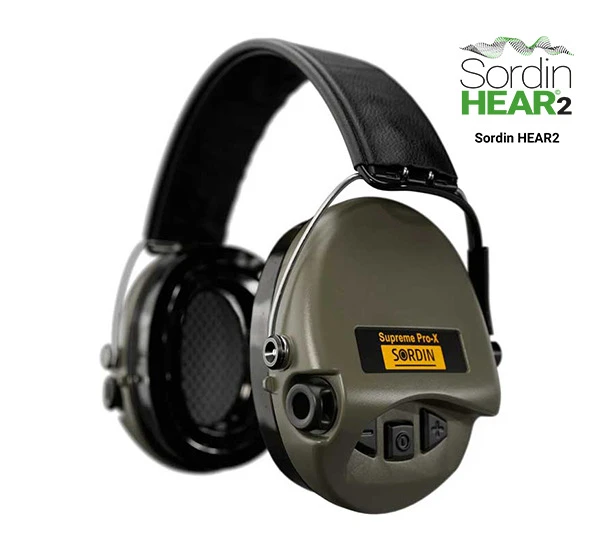 Casque antibruit actif de tir Sordin Supreme PRO-X olive LED 75302-X/L-07-S