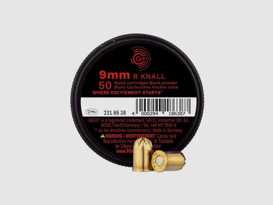 Geco Platzpatr. 9mm R Knall - Schwarzpulver, Dose (a50)