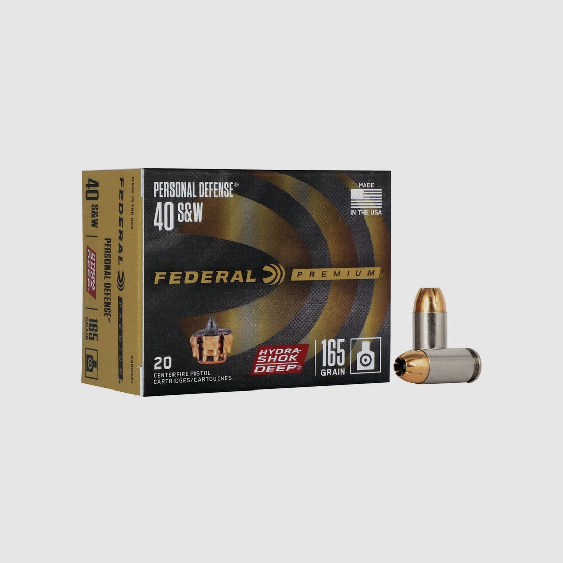 Federal Premium Personal Defense Hydra-Shok Deep .40 S&W 165GR JHP 20 Patronen