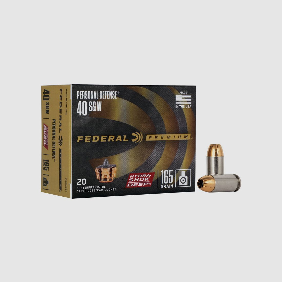 Federal Premium Personal Defense Hydra-Shok Deep .40 S&W 165GR JHP 20 cartridges