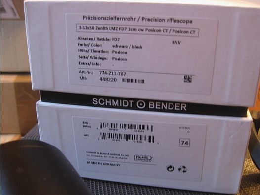 NEUES "Made in Germany" = Schmidt&Bender Zenith 3-12x50 LMZ (=ZEISS-Innenschiene!) mit Absehen FD7 ähnlich dem ZEISS-60er Absehen!! KEIN Blaser-Swarovski-Mauser-Merkel-Leica-GPO-Kahles