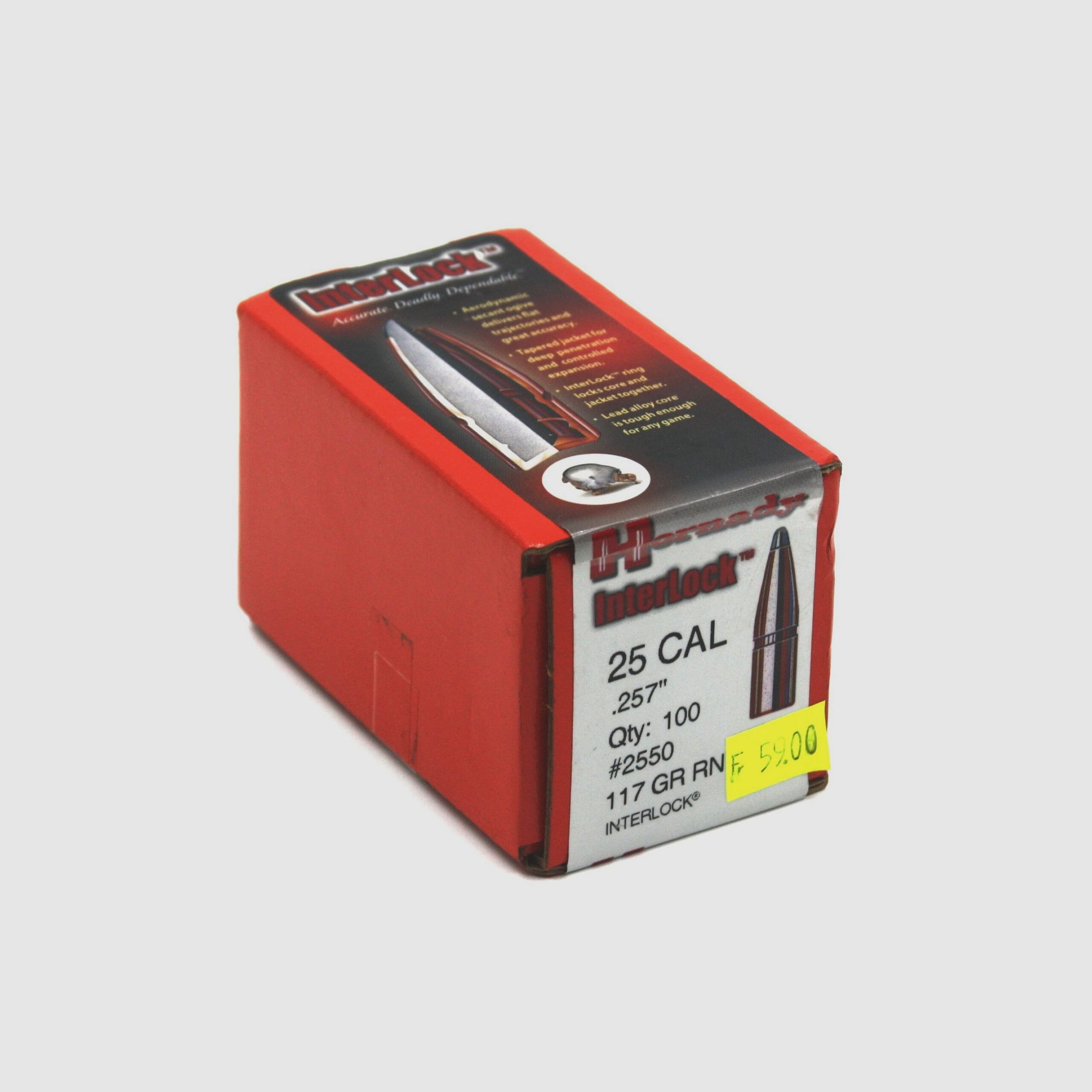 Büchsengeschosse, Hornady .257 FP, 60gr, 100Stk, .257 Weatherby