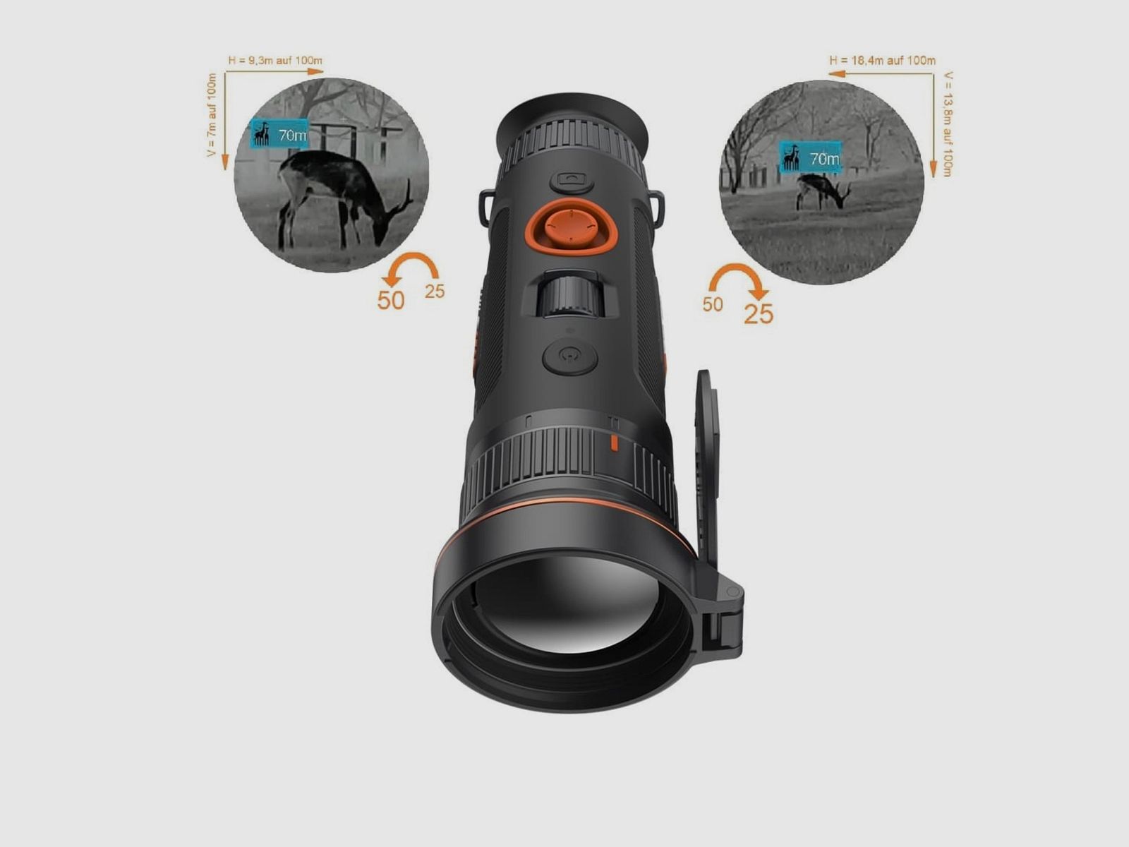 ThermTec WILD 350 D 25mm 50mm lente 384 x 288 pixel 18,4 m 9,3 m campo visivo
