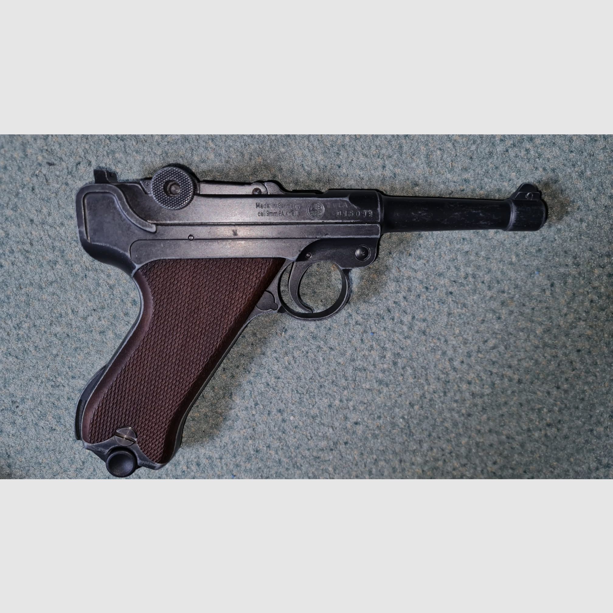 ME Model P08 Parabellum blank firing pistol 9 mm P.A.K. antique finish