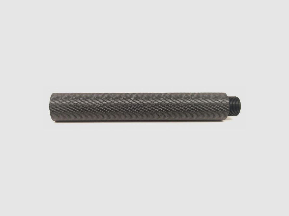 J-TAC external barrel extension 4.5 inches / ~115mm, "Knurled