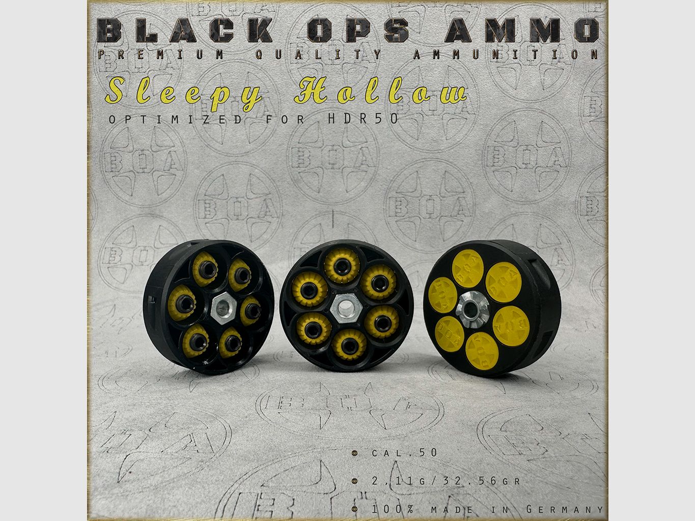 18x + 2 Sleepy Hollow BLACK OPS AMMO HDR 50 TR cal.50 Munition T4E Umarex HDR50 TR50
