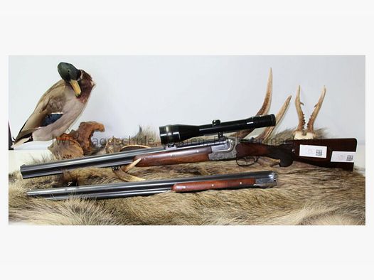 Fusil à deux coups Merkel avec canon interchangeable à deux coups et lunette variable 12/70; 7x57R