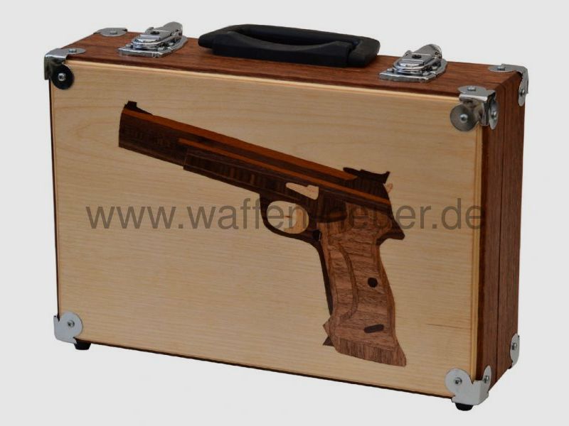 Unique handmade, inlaid picture SIG 210, other weapons possible e.g. Korth etc.