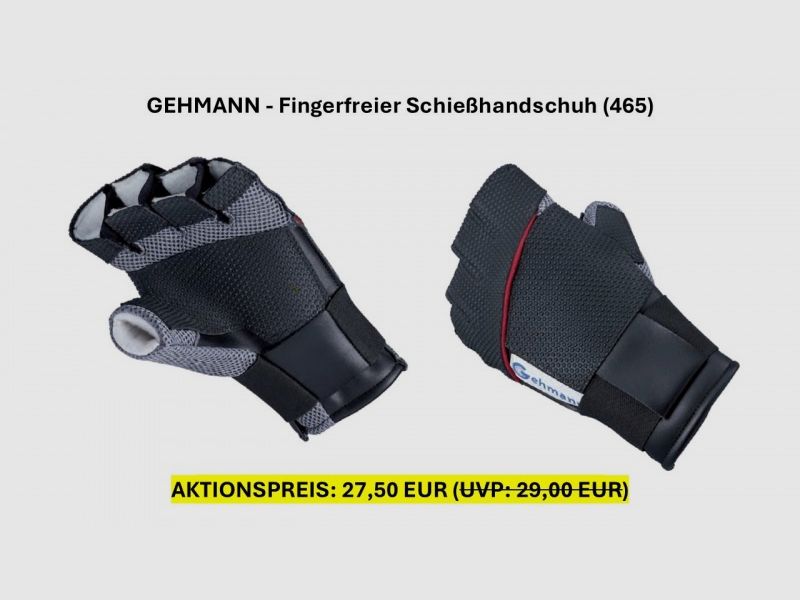 Gehmann vingerloze schiethandschoen (model 465) | Voor rechtshandigen | Maat L